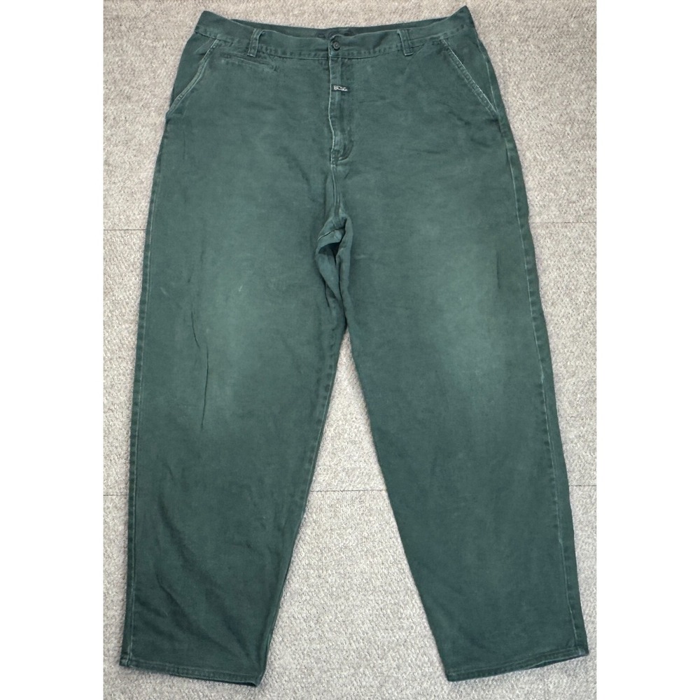 Hugo Boss Logo Embroidered Rare Vtg Mens Green 5 Pocket Denim Jeans Size 42 Long
